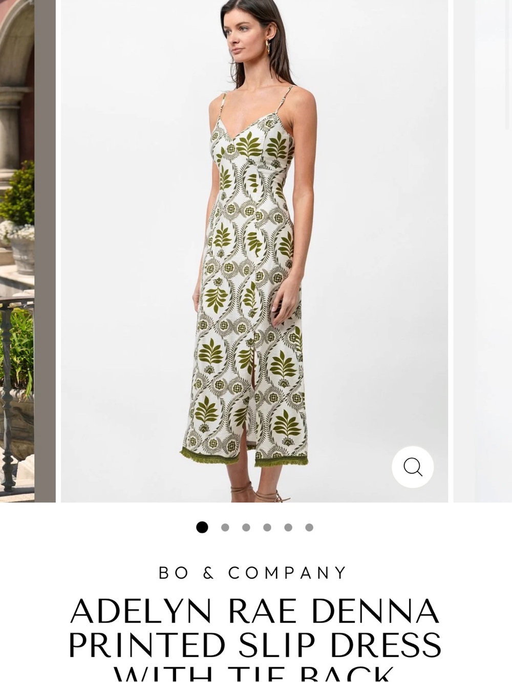 Adelyn Rae Olive and White Printed Midi Slip Dress- NWOT Small